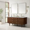 James Martin Vanities Amberly 72in Double Vanity, Mid-Century Walnut w/ 3 CM Carrara Marble Top 670-V72-WLT-3CAR